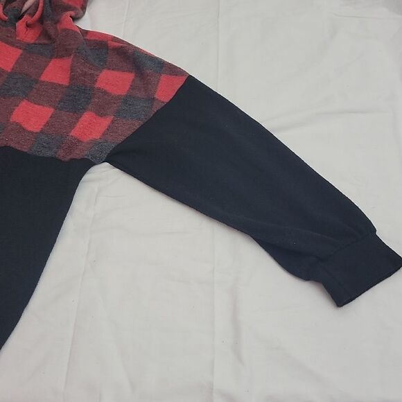 WARM Cute Stylish Buffalo Plad Pull Over 3/4 length Hoodie - Picture 6 of 7